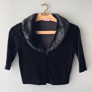 La Belle | Vintage 90s Y2k Black Furry Velvety Crop Bolero Top